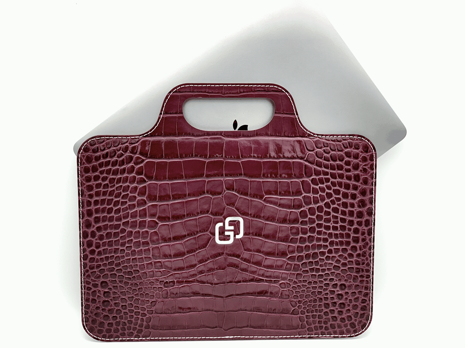 Сумка (чехол) Golden Gram GG® Для MacBook Pro, Air (Plum Alligator) 2020 натуральная кожа аллигатора